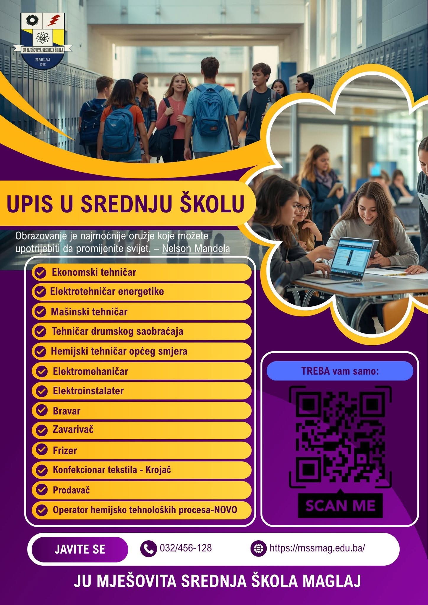 Plakat upis u školu 2026/27